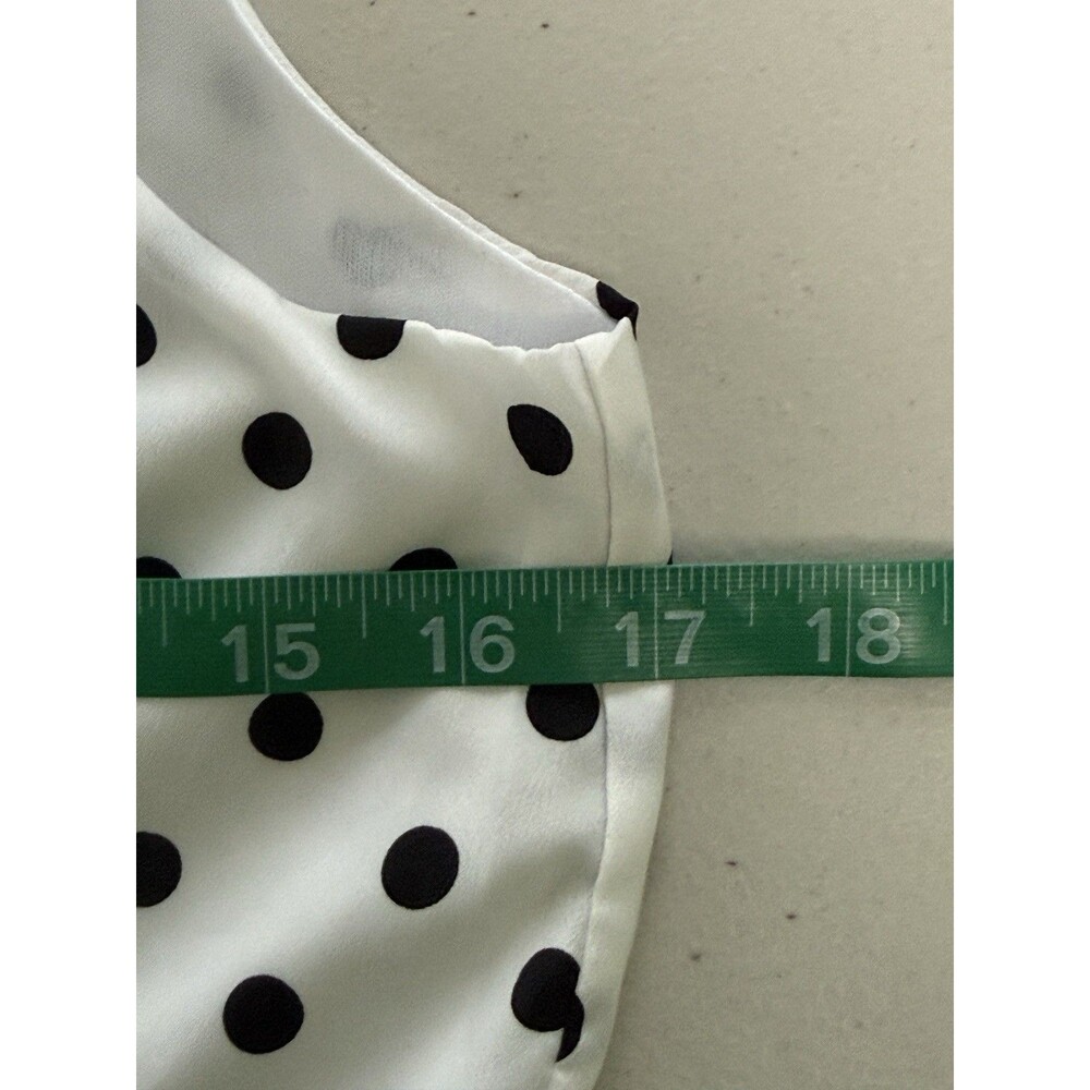 Women’s Black White Polka Dot Dress Retro 50s Pin Up Fit Flare Sleeveless Sz Lg - Picture 7 of 8